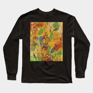 Colorful abstract spring flower explosion in yellow, blue, purple, green, magenta Long Sleeve T-Shirt